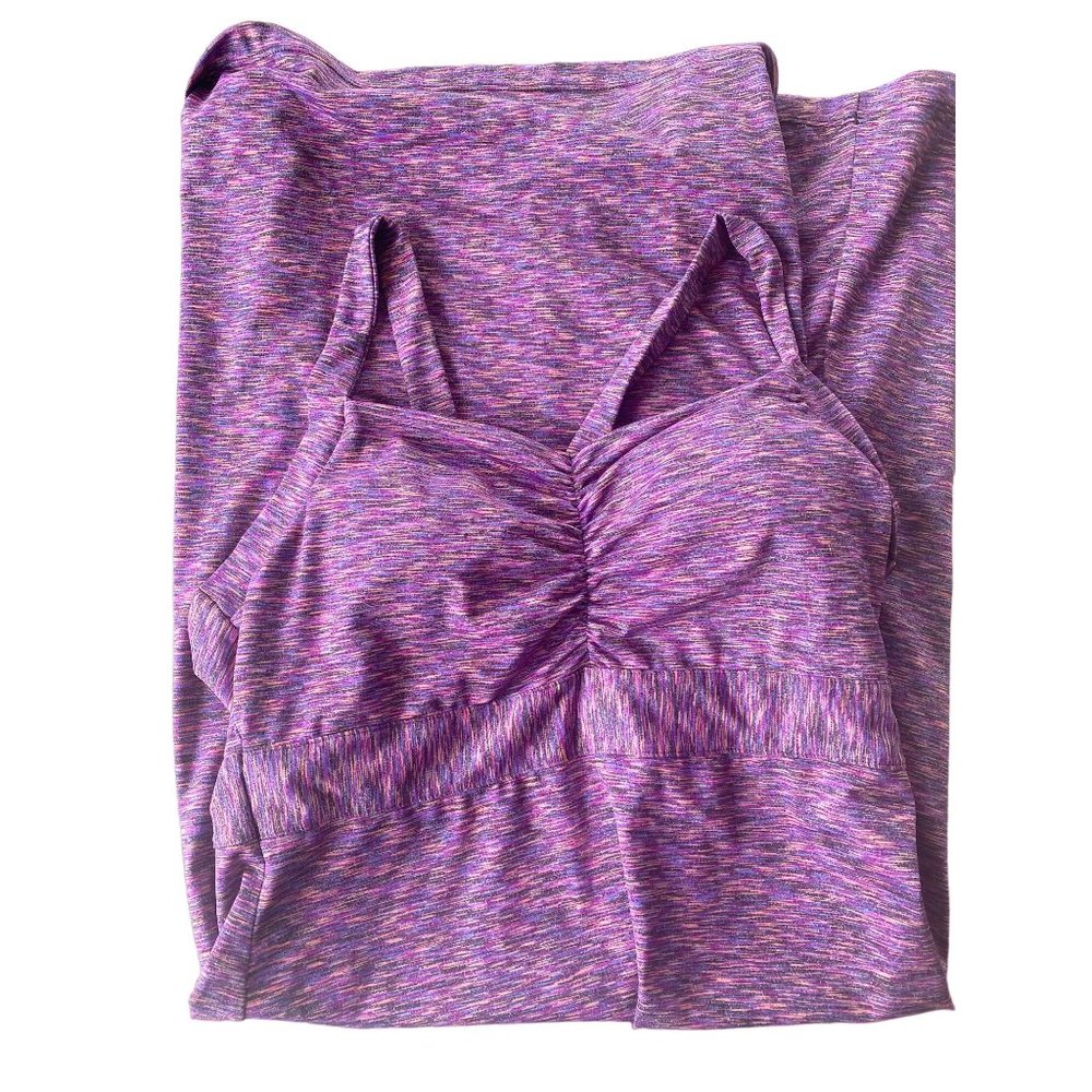 Prana Amaya Purple Space Dye Tank Dress Racerback Built In Bra Large Stretch - Picture 9 of 13